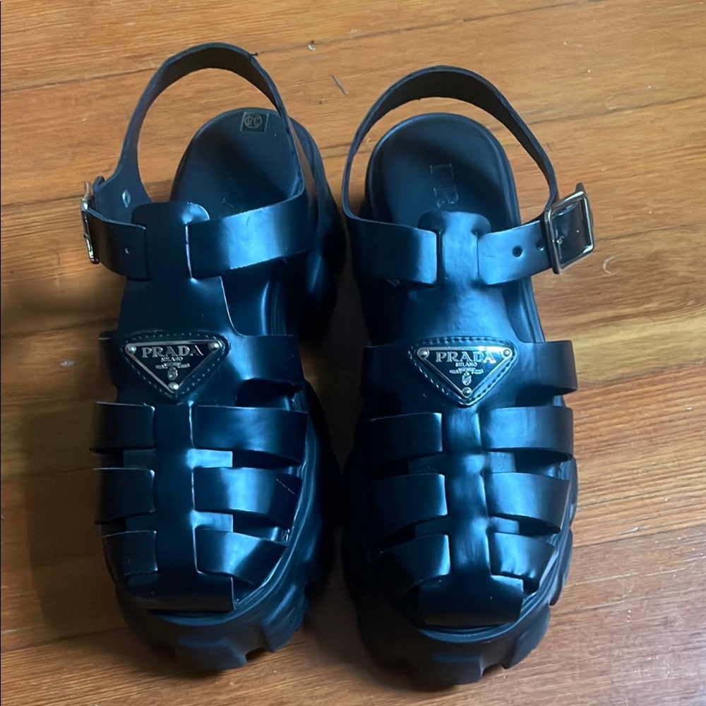 Prada Black Monolith Sandals Size 7.5/38
